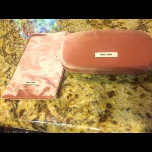 MiuMiu Sunglass Case with matching velour logo bag